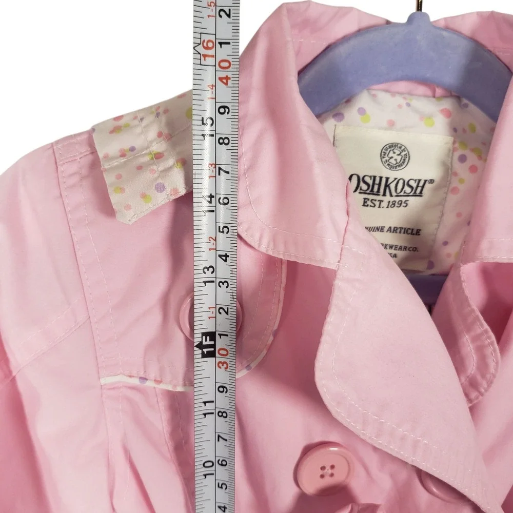 Vintage OshKosh Baby Girls Pink Trench Coat Floral‎ Embroidered Jacket 18 mths